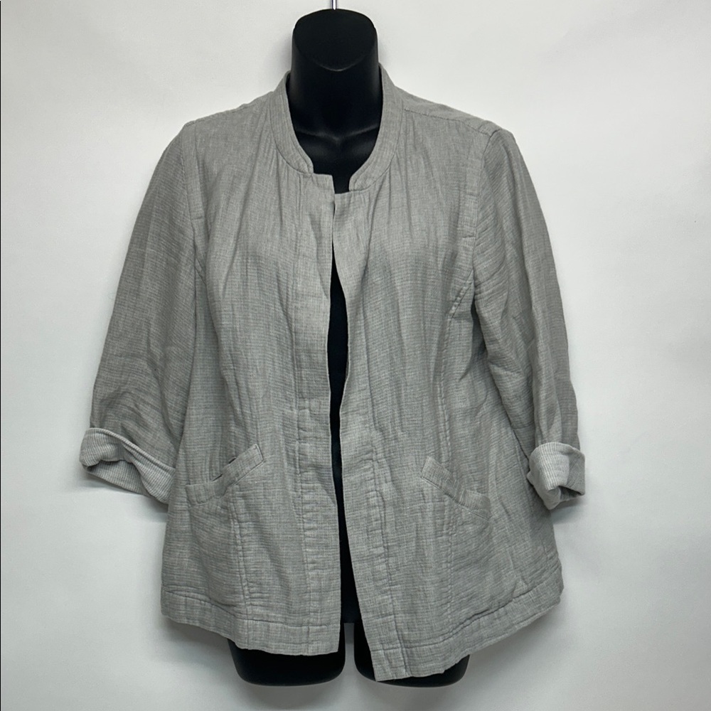 Women's Gray Jacket Eileen Fisher, small petite linen and cotton